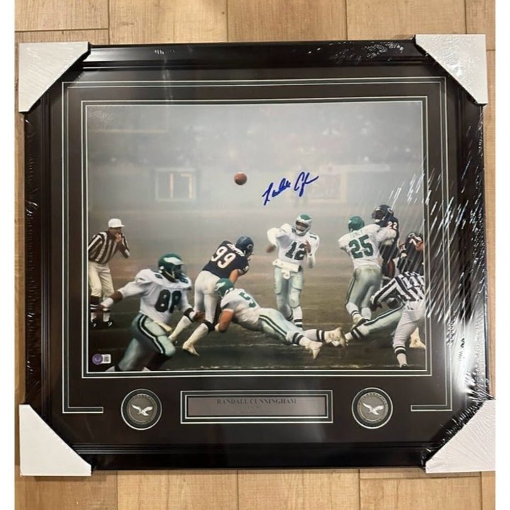 Randall Cunningham autograph signed Eagles Fog Bowl 16x20 photo framed Beckett